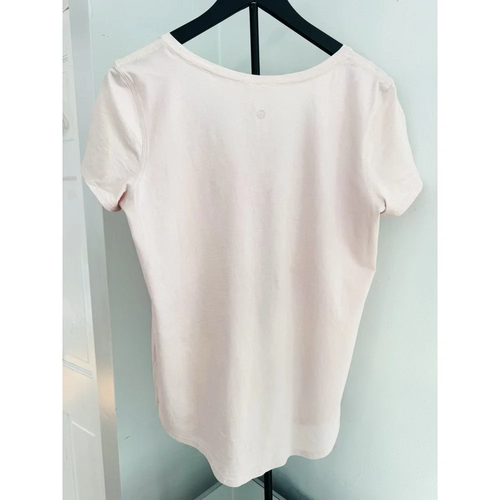 Lululemon Pink Pima Cotton Love V-Neck Tee Size 8 Athletic‎ Yoga Top - Picture 2 of 6